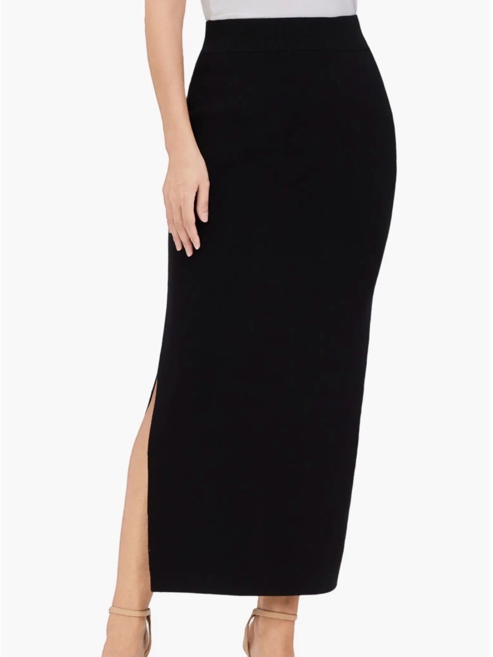 Vintage Black midi Pencil Skirt with Side Slit